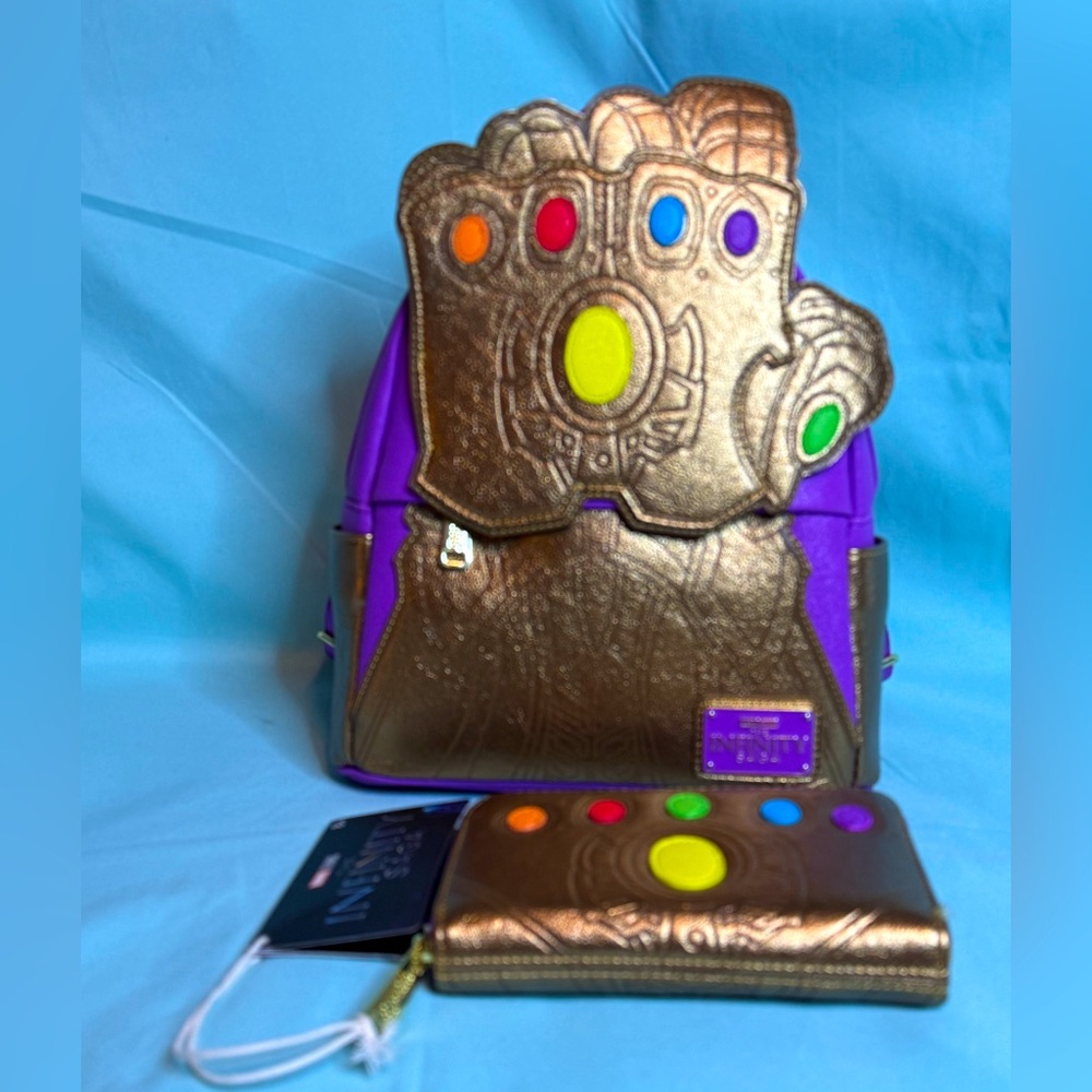 Loungefly x Disney x Marvel Infinity Gauntlet Backpack & Wallet Set